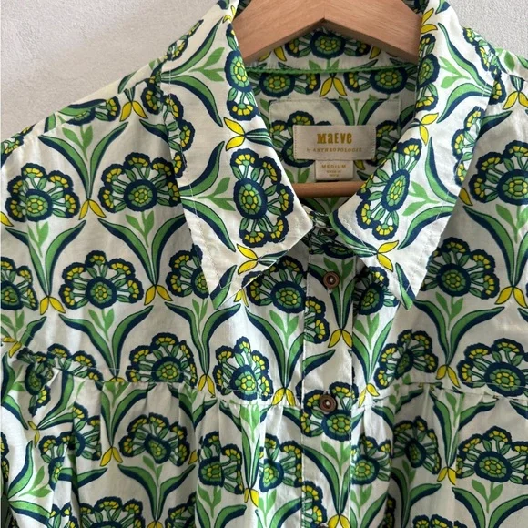Anthropologie - Maeve Green and Yellow Floral Top - Size M (NWT) - Picture 3 of 6